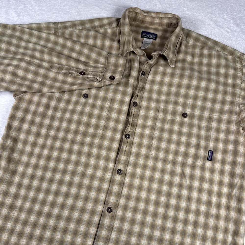 Vintage 2005 Patagonia Men's Long Sleeve Button Down Shirt Brown Tan Size XL